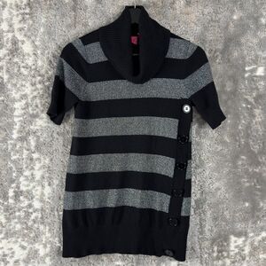 Takeout Girls Size XL Striped Cowl Neck Sweater Gray Black Pullover Cotton Blend